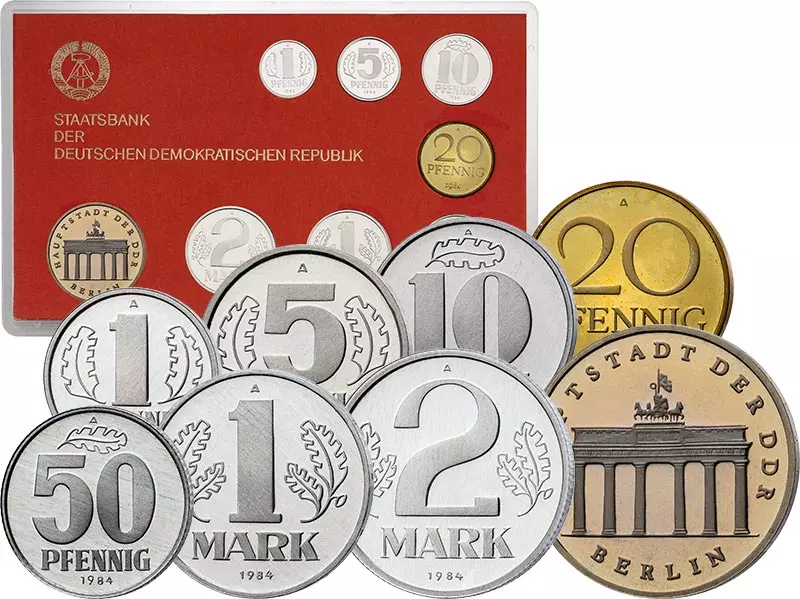 1 Pfennig - 5 Mark DDR Kursmünzensatz 1984