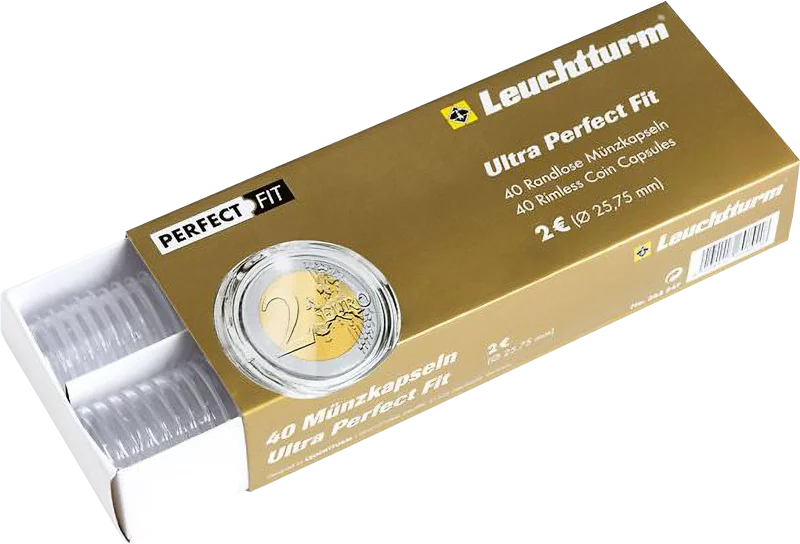 40 Kapseln Ultra Perfect Fit für 2-Euro-Münzen im Schuber