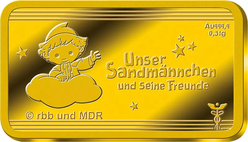 1/100 Unze Goldbarren Unser Sandmännchen - Herr Fuchs geht angeln