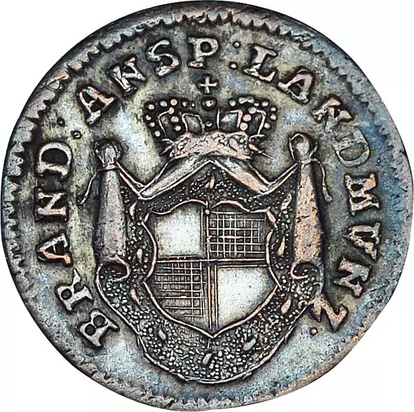 1 Kreuzer Brandenburg-Ansbach Markgraf Karl Alexander 1780, 1784-1791