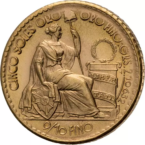 5 Soles Peru Seated Liberty 1956-1969