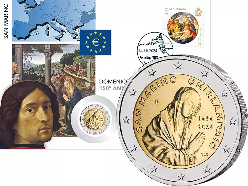 2 Euro Numisbrief San Marino 530. Todestag Ghirlandaio 2024
