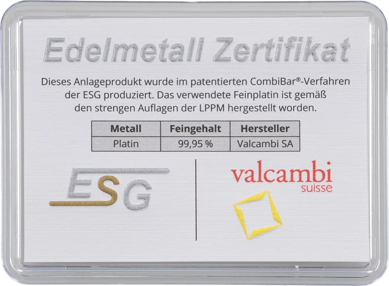 10 x 1 Gramm Platin-Knickbarren CombiBar