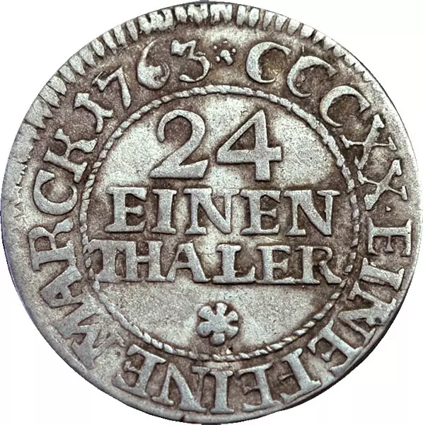 1/24 Taler Sachsen Kurfürst Friedrich August II. 1763