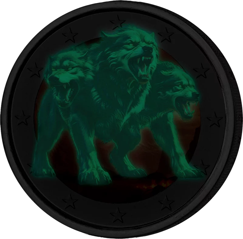 2-Euro-Künstlerausgabe Fantasy Cerberus Glow-in-the-Dark