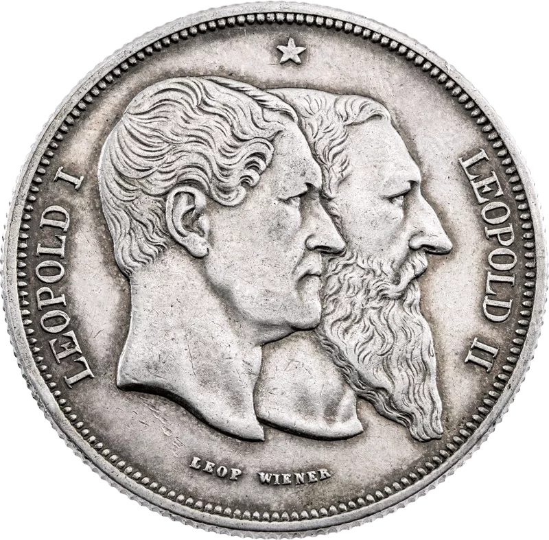 5 Francs Belgien König Leopold II. 1880