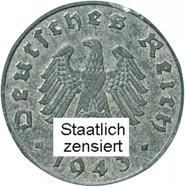 1 Reichspfennig Drittes Reich Hakenkreuz 1940-1945 sehr schön