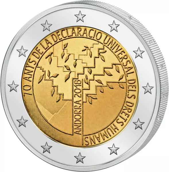 2 Euro Andorra 70. Jahrestag der Erklärung der Menschenrechte 2018