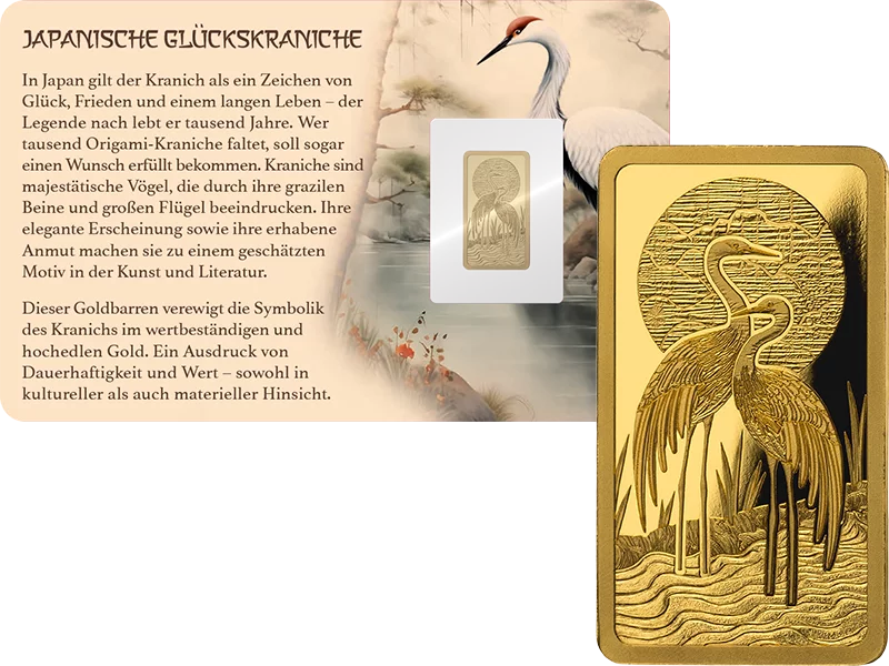 Goldbarren Japanische Glückskraniche