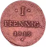 1 Pfennig Hessen-Darmstadt Großherzog Ludwig I. 1811-1819