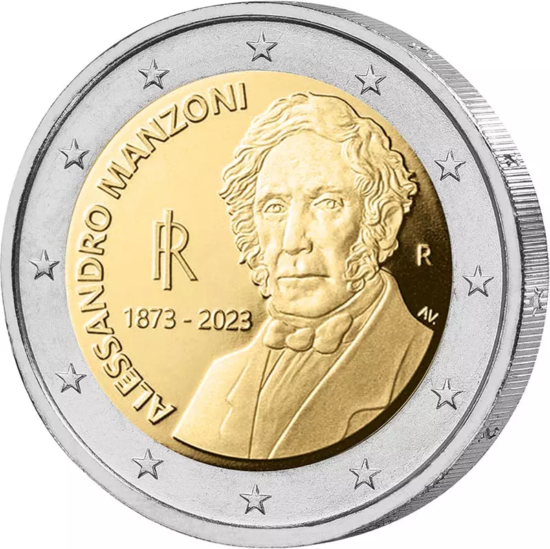 2 Euro Italien 150. Todestag von Alessandro Manzoni in offizieller Coincard 2023