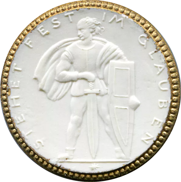 Porzellanmedaille Dresden auf den Volkskirchlichen Laienbund der evangelischen Kirche