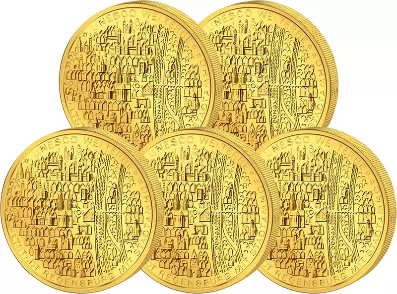 5 x 100 Euro BRD UNESCO-Weltkulturerbe Altstadt Regensburg 2016 Stempelglanz (A - J)