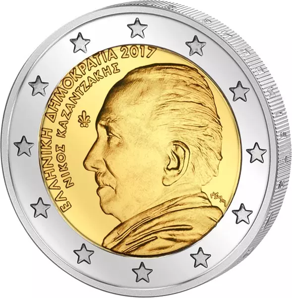 2 Euro Griechenland Nikos Kazantzakis 2017 Prägefrisch ohne Blister