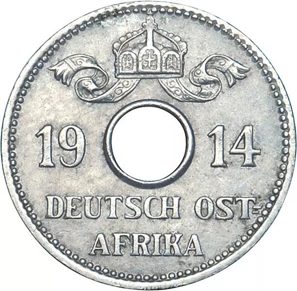 5 Heller Deutsch-Ostafrika Kronenwappen 1913-1914 Sehr schön