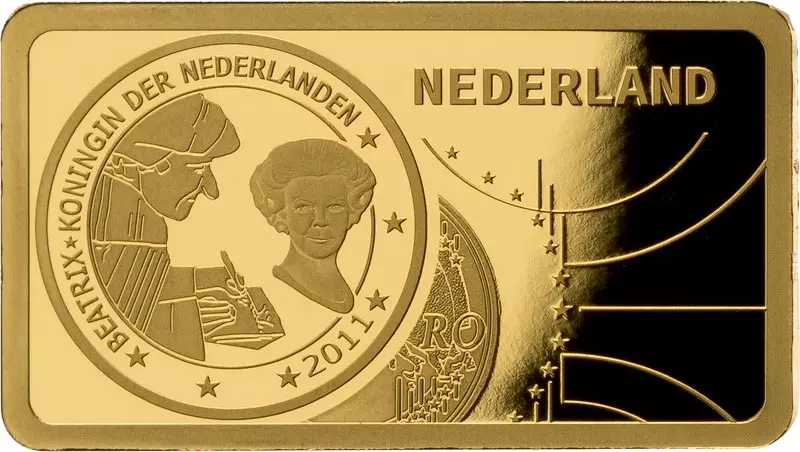 Goldbarren 20 Jahre 2¤ Gedenkmünzen Niederlande -  Erasmus von Rotterdam - Lob der Torheit  2024