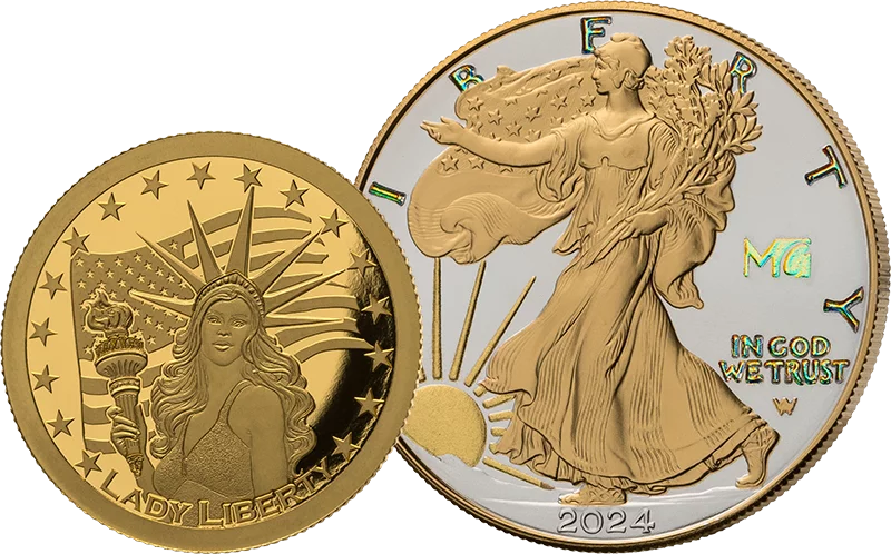 2er Set Modern Classics - 1 Dollar USA Lady Liberty und Gedenkprägung 2024