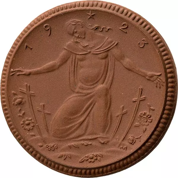 Porzellanmedaille Meißen Kriegergedächtnisstätte 1923