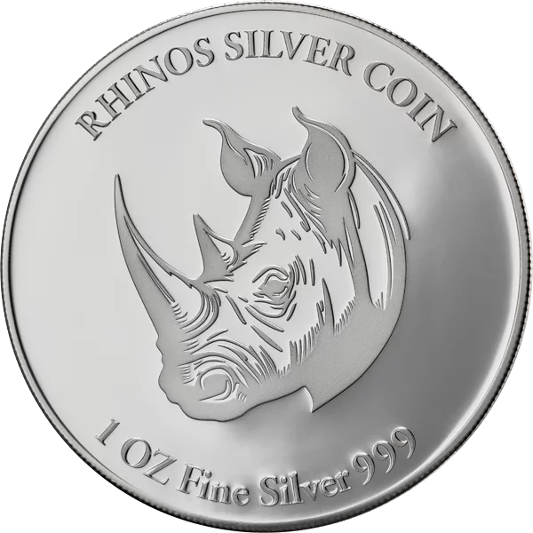 20 Dalasis Gambia Rhinos Silver Coin 2025