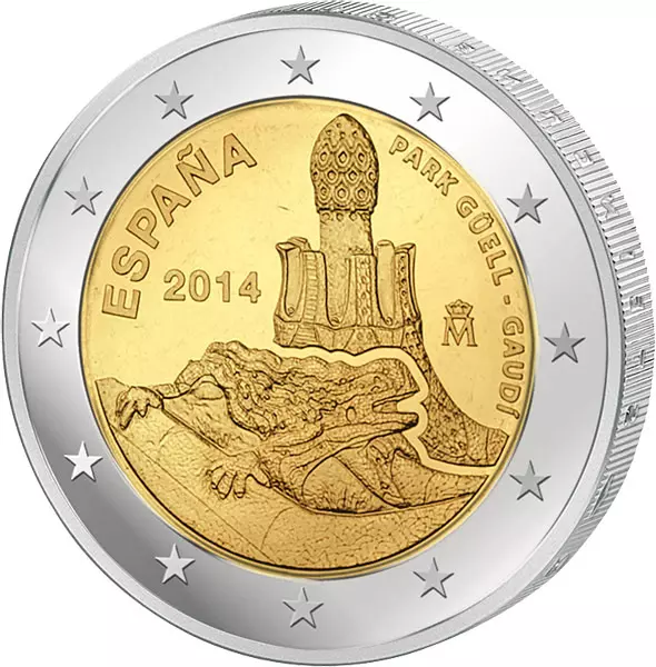 2 Euro Spanien Antoni Gaudi Park Güell 2014