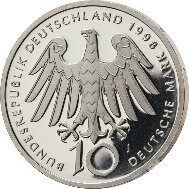 10 DM BRD Hildegard von Bingen 1998 mit Gold-Applikation