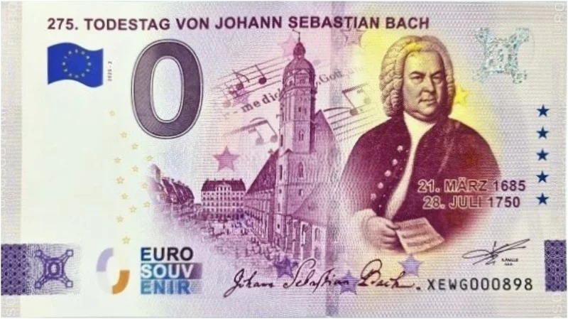 0-Euro-Banknote BRD 275. Todestag Johann Sebastian Bach 2025