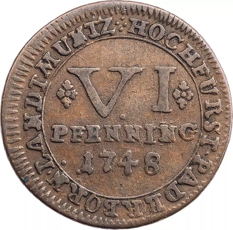 6 Pfennige Paderborn Fürstbischof Klemens August von Bayern 1743, 1745 und 1748