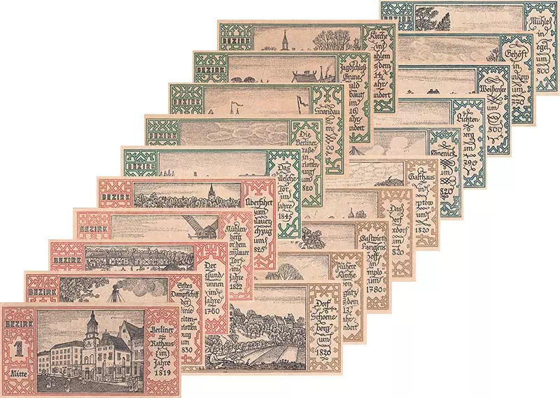 20er Set Banknoten 50 Pfennige Berlin Notgeldserie 1921