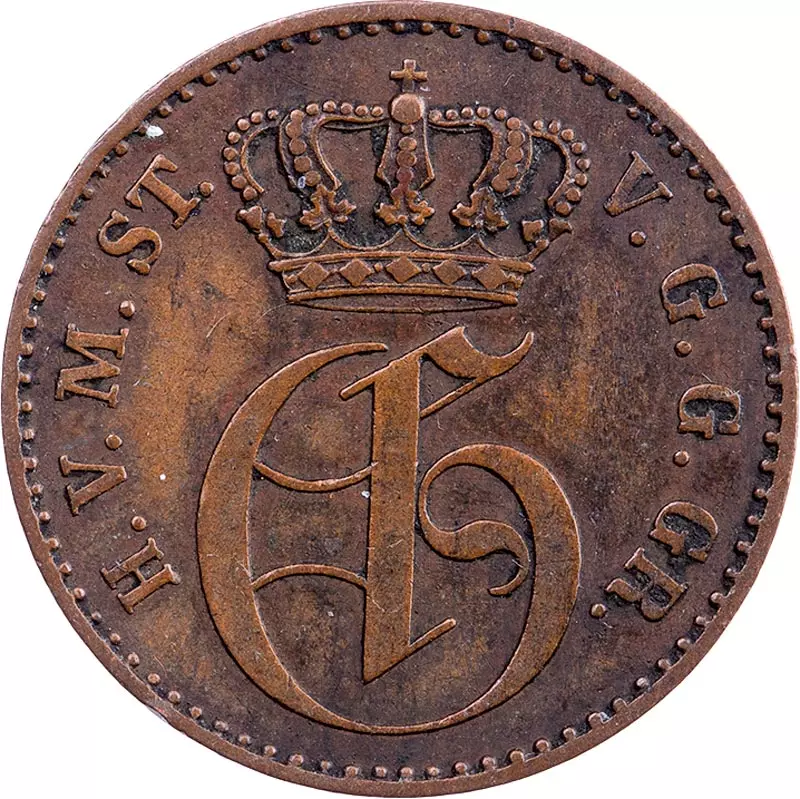 3 Pfennige Mecklenburg-Strelitz Großherzog Georg 1855 - 1859