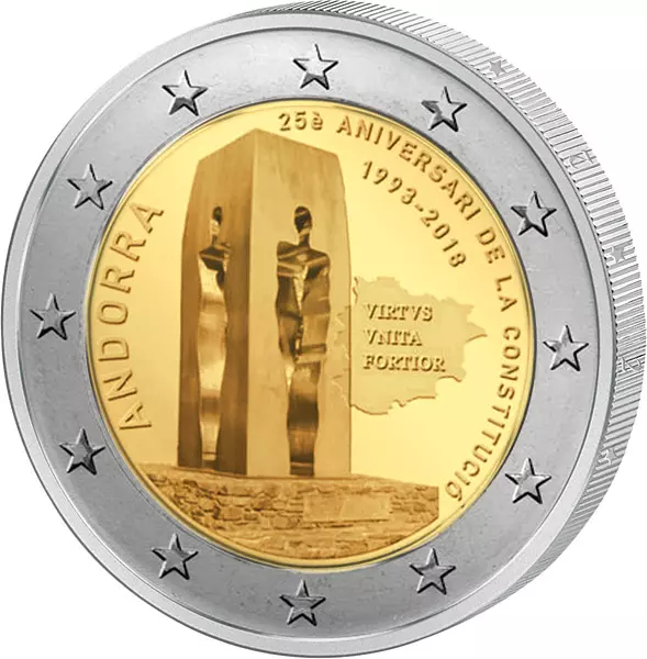 2 Euro Andorra 25 Jahre Verfassung 2018