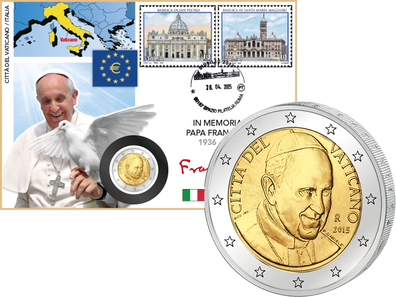 2 Euro Numisbrief Vatikan - In Gedenken an Papst Franziskus