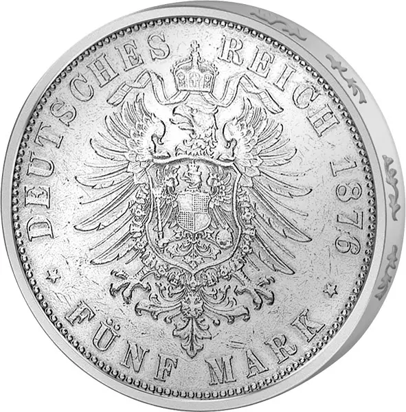 5 Mark Hessen-Darmstadt Großherzog Ludwig III. 1875-1876 5 Mark Hessen-Darmstadt Großherzog Ludwig III. 1875-1876