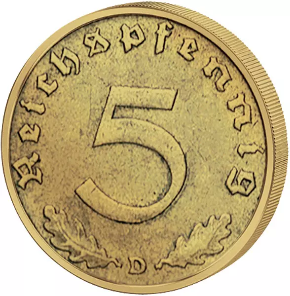 5 Reichspfennig Drittes Reich Hakenkreuz 1936-1939