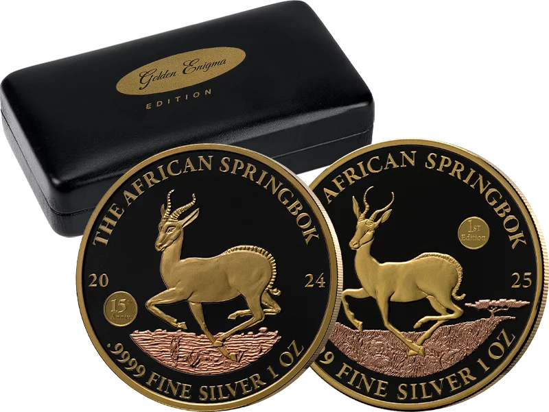1.000 Francs Gabun 2024 + 25 Francs Burundi 2025 Springbock Golden Enigma Premium Edition 1.000 Francs Gabun 2024 + 25 Francs Burundi 2025 Springbock Golden Enigma Premium Edition