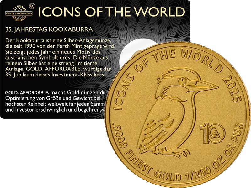 1/200 Unze Gold Ruanda Icons of the World - 35. Jahrestag Kookaburra 2025