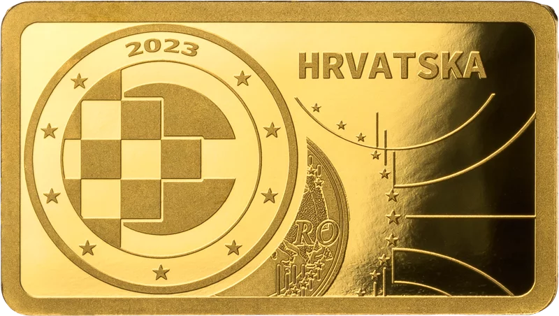 Goldbarren 20 Jahre 2 Euro Gedenkmünzen Kroatien - Euro-Einführung in Koratien 2024