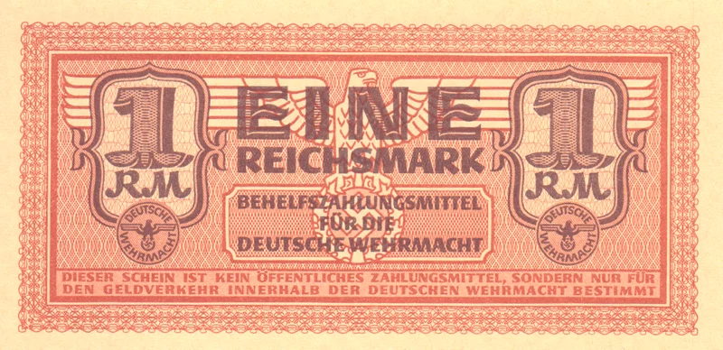1 Reichsmark Banknote Drittes Reich Wehrmachtsausgabe 1942