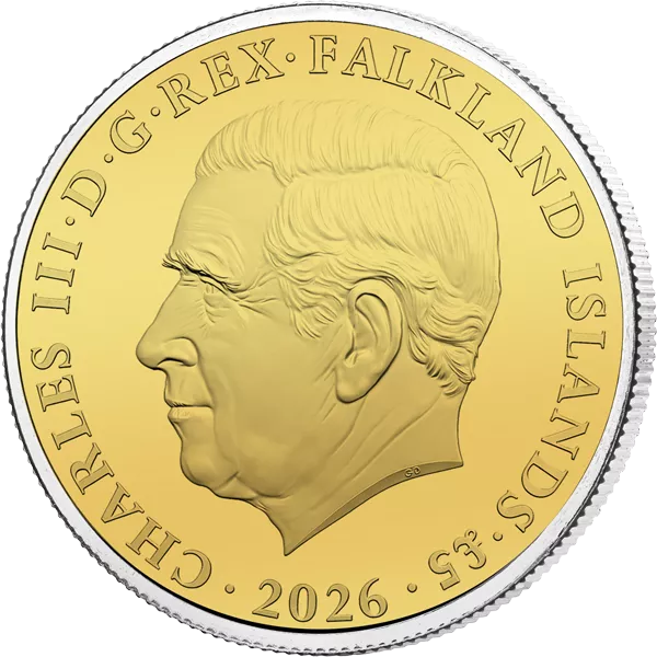 5 Pounds Falklandinseln Southern Rockhopper Penguin 2026 Triple Gold Edition