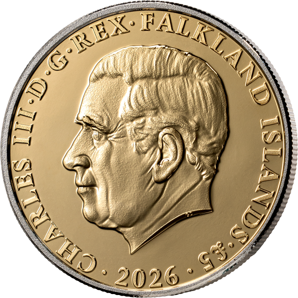 5 Pounds Falklandinseln Southern Rockhopper Penguin 2026 Triple Gold Edition