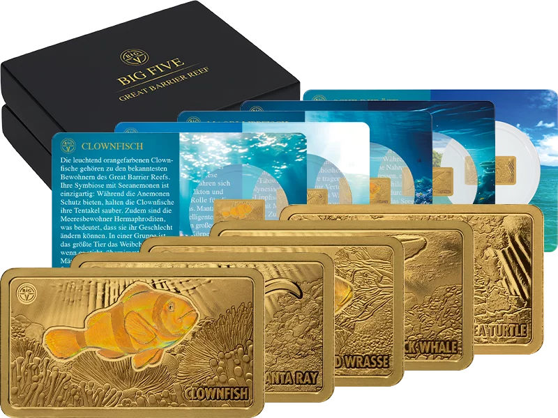 5 x 1/100 Unze Gold Big Five Great Barrier Reef 2025