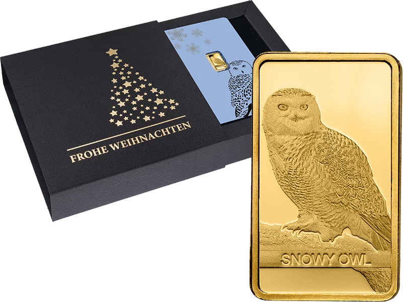 1 Gramm Goldbarren PAMP Schweiz Snowy Owl inkl. Geschenk-Verpackung