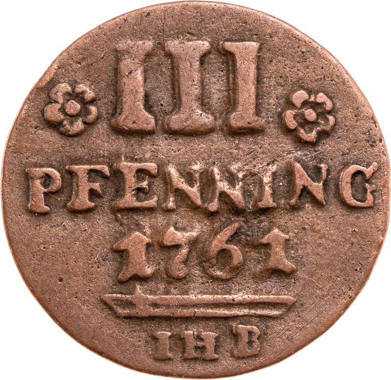 3 Pfennig Freie Hansestadt Rostock 1760 -1761