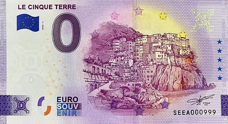 0-Euro-Banknote Italien Le Cinque Terre 2022