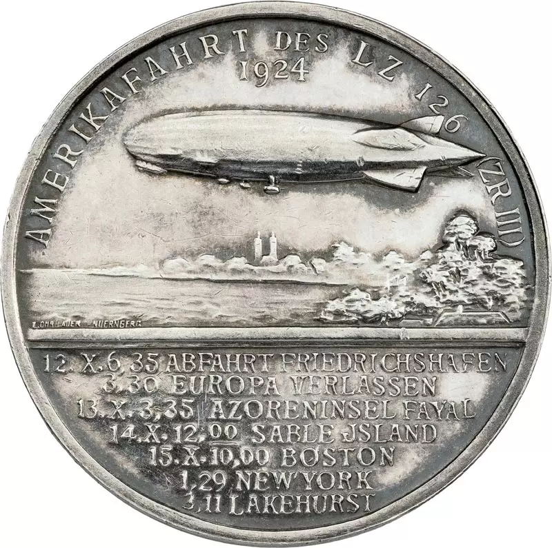 Silbermedaille Überführung des Luftschiffs LZ 126 1924