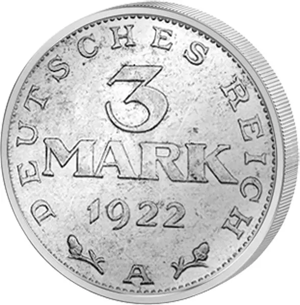 3 Mark Weimarer Republik Adler mit Inschrift Verfassungstag 1922-1923