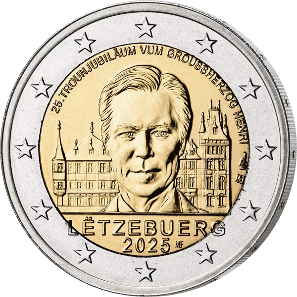2 Euro Luxemburg 25 Jahre Thronbesteigung Großherzog Henri 2025