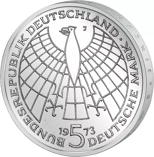 5 DM Münze BRD Nikolaus Kopernikus 1973 Stempelglanz