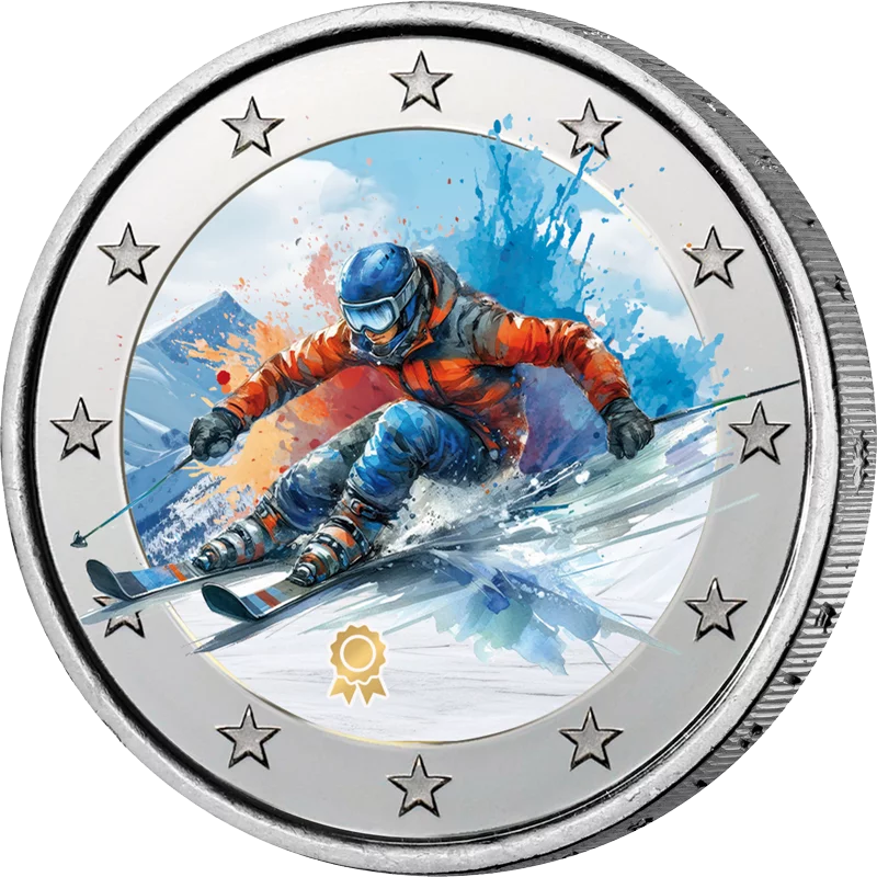 2-Euro-Künstlerausgabe Sport Skifahren 2-Euro-Künstlerausgabe Sport Skifahren