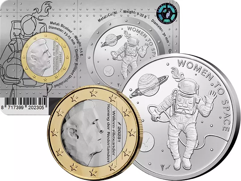 1 Euro Niederlande Frauen ins All 2023 in der Coincard