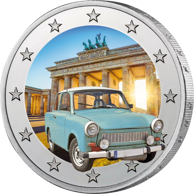 2-Euro-Künstlerausgabe Trabi vor Brandenburger Tor